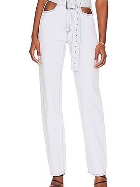 WeWoreWhat White Straight-Leg Jeans with Belt